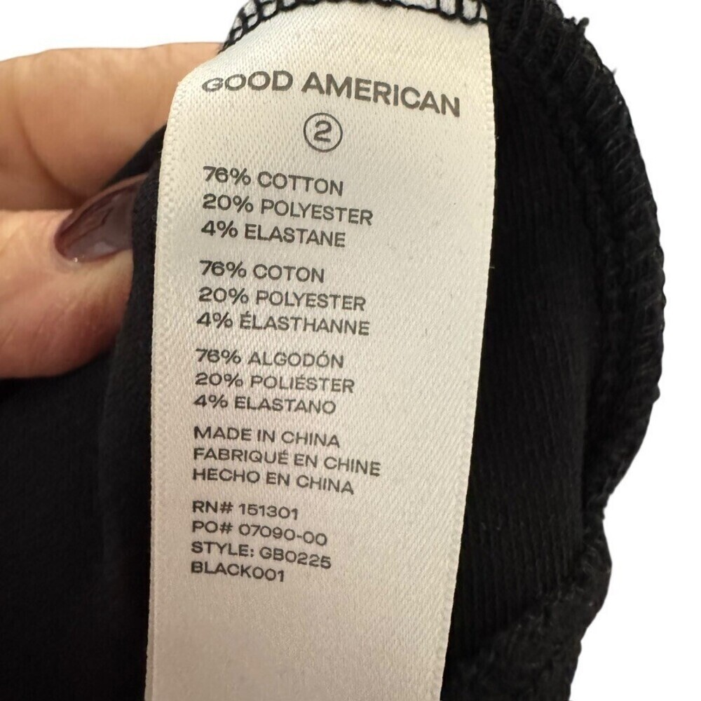 Good American Black The Feel Good Long Sleeve henley Bodysuit - Size 2 Medium - Picture 3 of 5